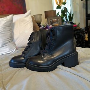 black combat boots